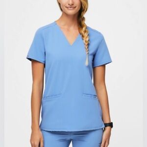 Figs XS Ciel Blue Top